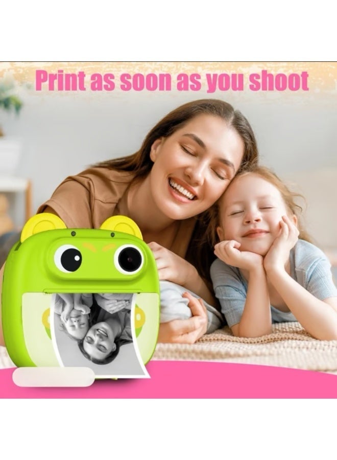 Twisoo Kids Instant Print Camera Toy, Cartoon Mini HD Digital Camera for Children, Educational Photography Toy with Thermal Printing, Portable Learning Camera, Birthday Christmas Gift for Boys (Green) - Image 5